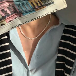 European and American ins blogger style pearl necklace for women, fashion trend ot buckle pearl clavicle chain wholesale