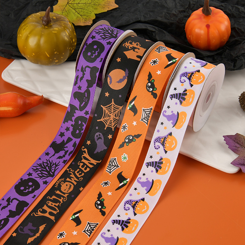 Halloween Decorative Ribbon Gift Wrap Ribbon Hair Accessories Bow Holiday Ribbon Set Thread Ribbon Cross Border