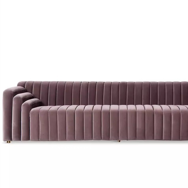 北欧轻奢美容院样板房酒店时尚ins别墅客厅设计师魅紫色四人沙发