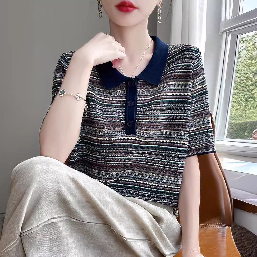 Design retro summer thin short sleeve T-shirt