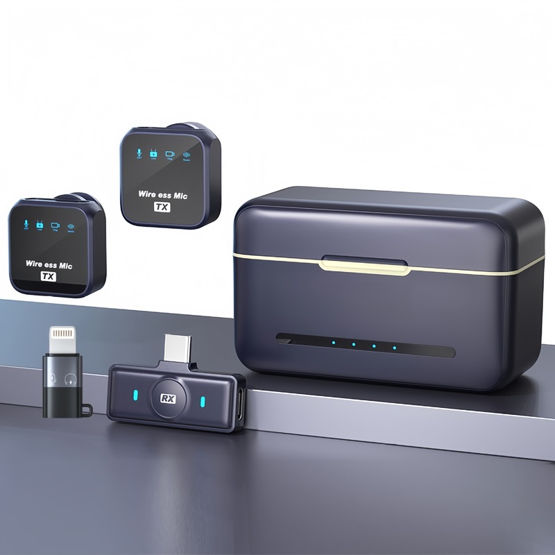 跨境私模DX12直播降噪视频拍摄迷你话筒充电仓数显无线领夹麦克风|undefined
