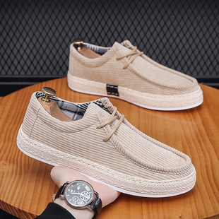 Men's Slip-On Slip-Ons, Corduroy Men's Shoes, Casual Shoes, Four-Season Round-Toe Sailing Shoes, Men's Cross-Border Men's Shoes