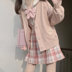 立体フリーの短い学院風jk春秋カーディガンの新型jk制服コートの甘いニットセーターの女性カーディガンの女性