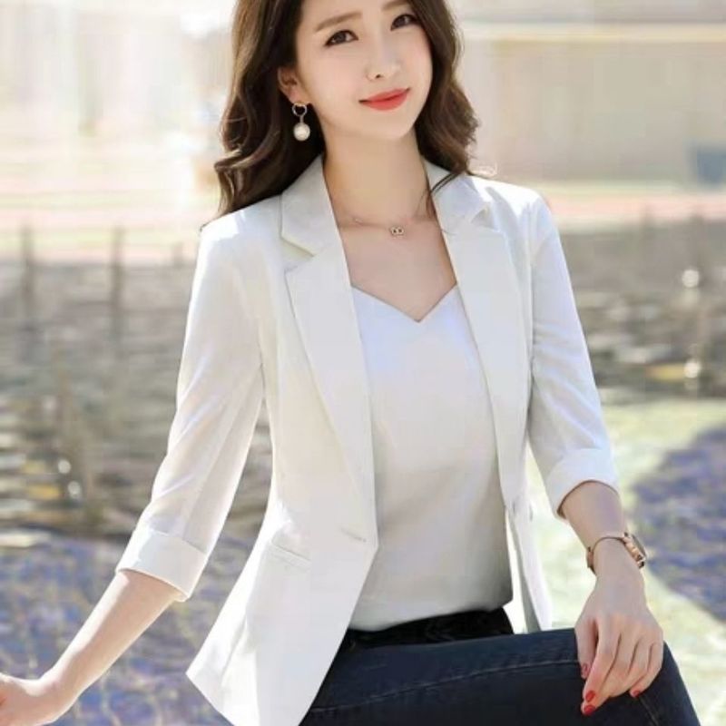 小西装外套女春秋新款薄韩版时尚修身短款收腰气质休闲西服上衣潮|undefined