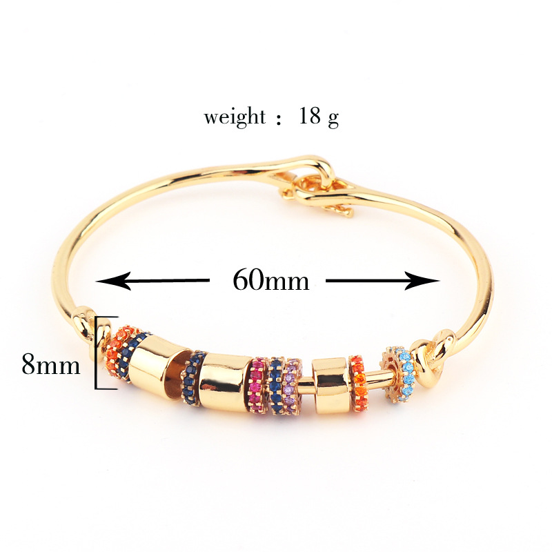 Fashion Geometric Copper Bangle Plating Artificial Gemstones Copper Bracelets