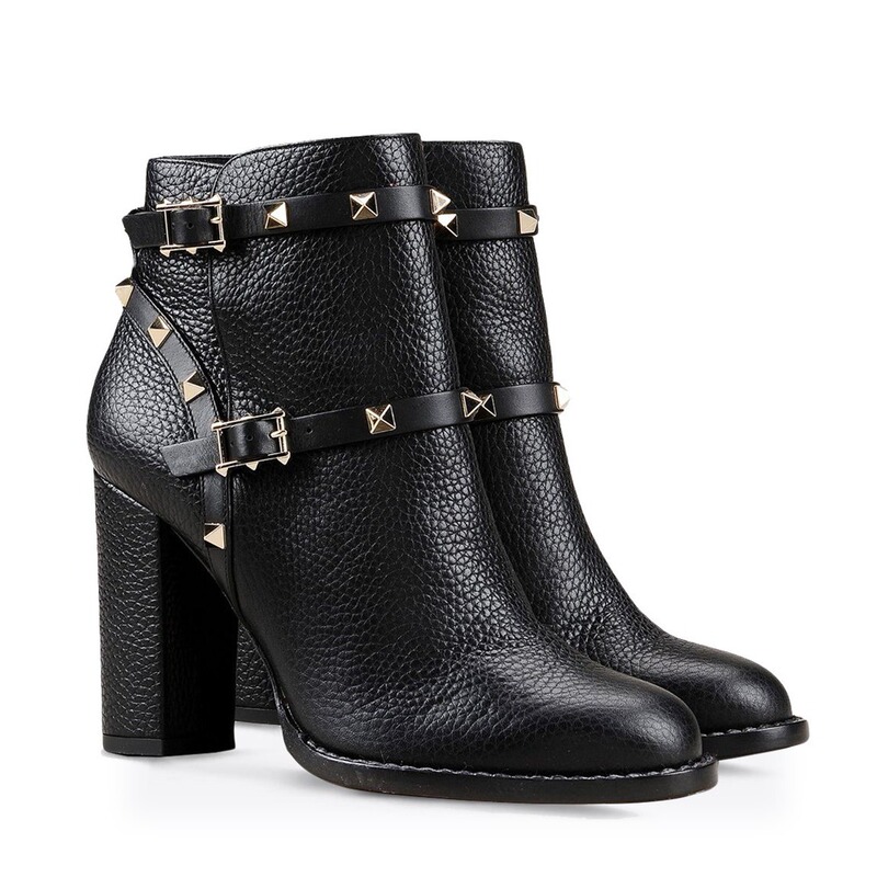 Short Boots Women's Ankle Boots High Heel Thick Heel Boots Fall/Winter Metal Buckle Rivet Factory Direct Handmade European and American Foreign Trade Original List