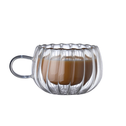 Creative double-layer insulated glass cup with handle for men and women's office transparent glass water cup, milk, coffee, juice cup