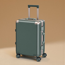 绿色男女平面行李箱多功能22寸拉杆铝框双封闭内衬28寸轻音万向轮