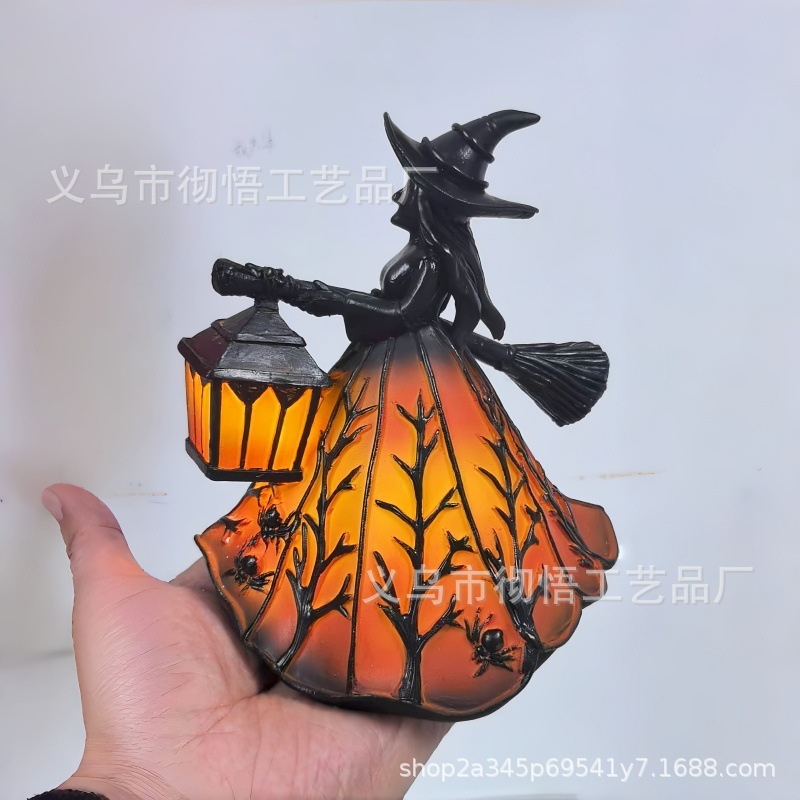 跨境新款 Halloween Witch Lamp女巫灯万圣节布置摆件女巫提灯|undefined