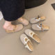Flat French Style Baotou Half Slippers for Outer Wear Women's Shoes for Spring and Summer 2025 New Style Mesh Breathable and Comfortable Soft Sole Sandals