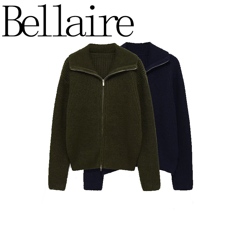 Za Export Wholesale European and American Style French Women's Fashion Elegant Popular Asos Zipper Jacket Knitted Sweater