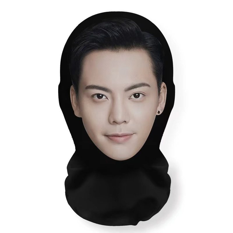 新款3D仿真人明星人脸装扮头套派对装饰面罩明星全脸搞笑网纱头套|undefined