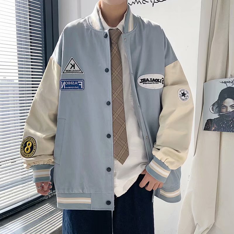 Autumn Large Size Jacket Men's Fashionable Brand Loose Label Jacket Top ins Hong Kong Style Fashionable Student Handsome Baseball Suit