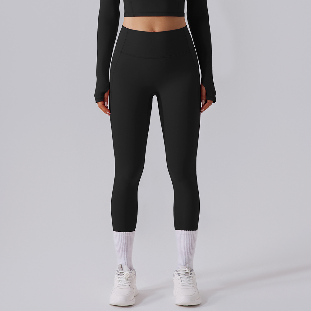 2025 nuevo desnudo de alta elasticidad para poner rizado pantalones de yoga para mujeres melonía de caderas abdominales deportivas pantalones de fitness ajustados