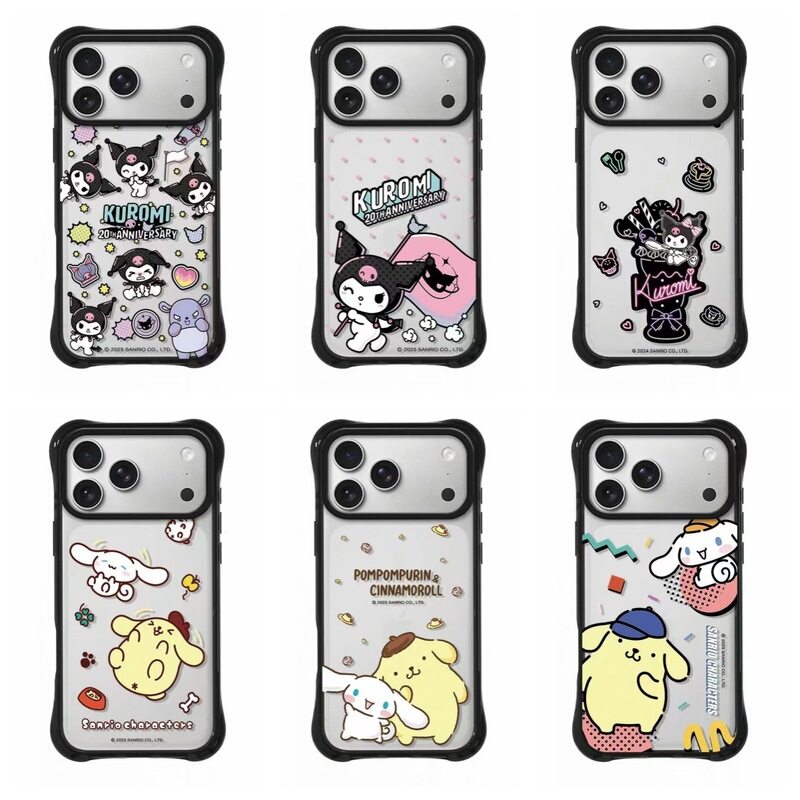 Sanrio Pudding Dog Kuromi Is Suitable for iPhone 16Pro Four-Corner Airbag Anti-Fall 17Pro Mobile Phone Case, Cute Sanrio Pudding Dog Kuromi Is Suitable for iPhone 16Pro Four-Corner Airbag Anti-Fall 17Pro Mobile Phone Case, Cute