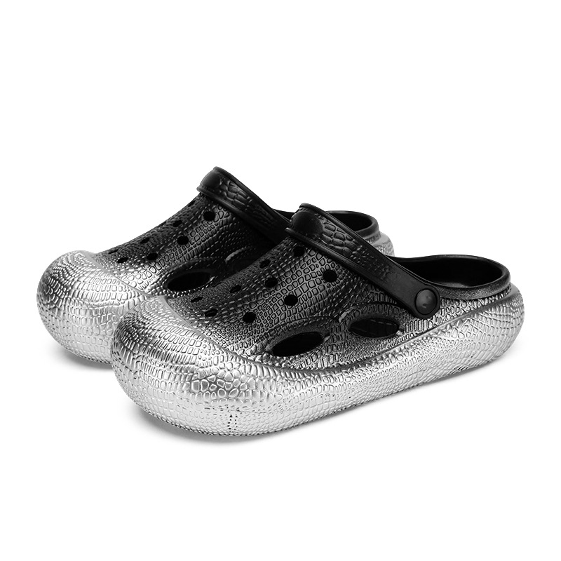 Pareja pisando la mierda, zapatos con agujeros transfronterizos, tallas grandes, sandalias y zapatillas Baotou de suela gruesa, sandalias ligeras y transpirables, zapatos de hombre