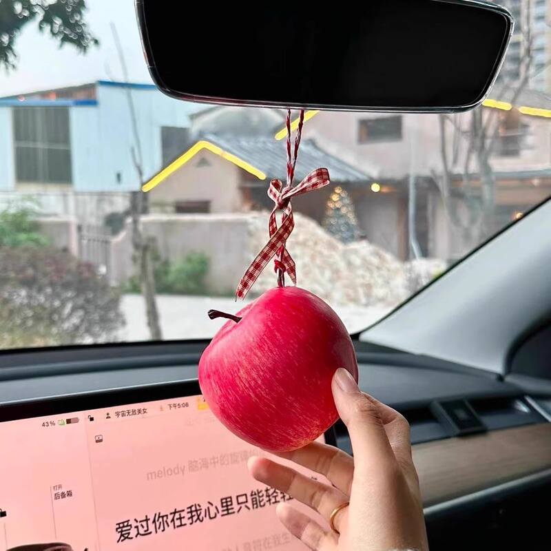∅ ビッグアップルペンダント 車のペンダント 車のペンダント DIY 車の装飾 赤いリボン かわいいギフト|undefined