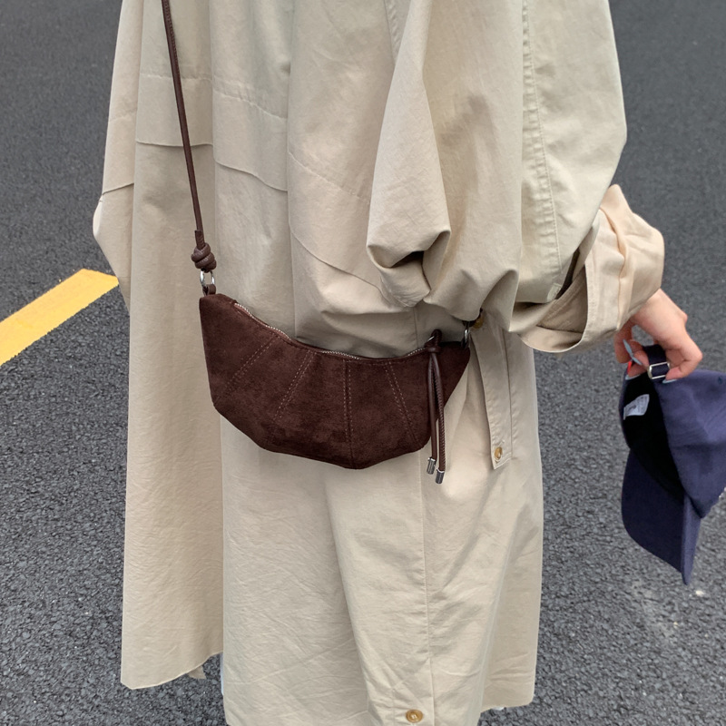Autumn/Winter Suede Retro Matte Underarm Bag For Women 2025 New Hobo Bag Versatile Crossbody Dumpling Bag - Thumbnail 6