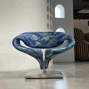 Designer Single Sofa Ribbon Chair Shaped Cotton Stainless Steel Legs Creative Special-Shaped Fashion Leisure Chair