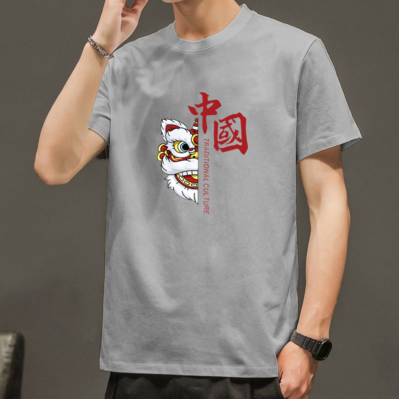 Camiseta de manga corta de cuello redondo de los hombres de la moda nacional Xingshi camiseta delgada de moda corta todo-fósforo ropa superior casual t de los hombres