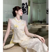 新中式女裝套裝國風旗袍2023新款禪意茶藝服漢服成人改良版連衣裙