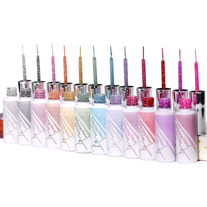 Gel de uñas transfronterizo de 12 piezas para dibujar líneas, gel de esmalte de uñas para pintar uñas, gel de uñas de fototerapia, secado rápido para salones de uñas.