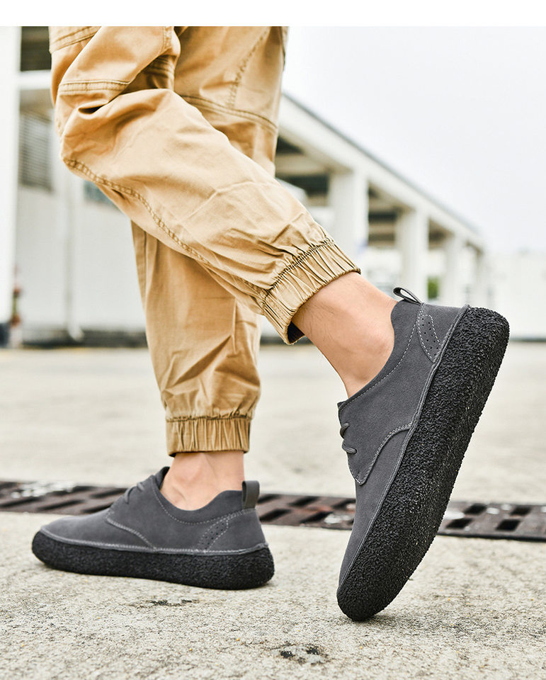Giày sneaker nam cổ thấp da lộn phối lưới, đế dày — 2307 ren màu xám, 2307 ren nâu, 2307 ren đen, ren 2307m màu chi tiết 22