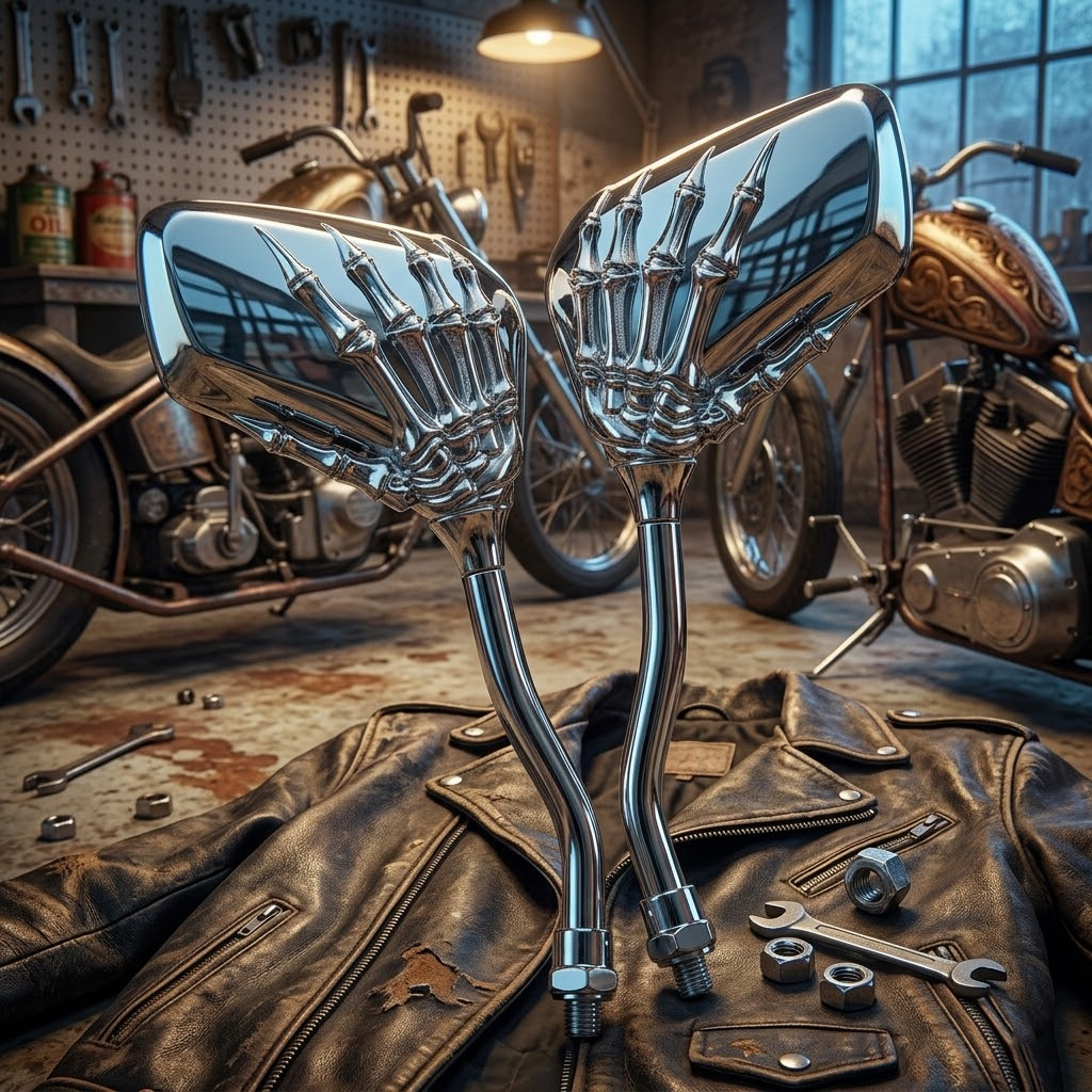 Suitable for motorcycle modified skull hand mirror ghost hand mirror ghost claw mirror plane mirror electric car to car mirror