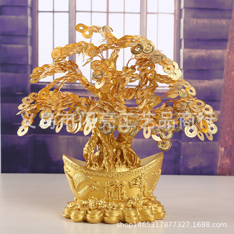 Large Citrine Money Tree Potted Gold Coin Tree Ornaments Opening Gift Home Crafts Money Tree Wholesale