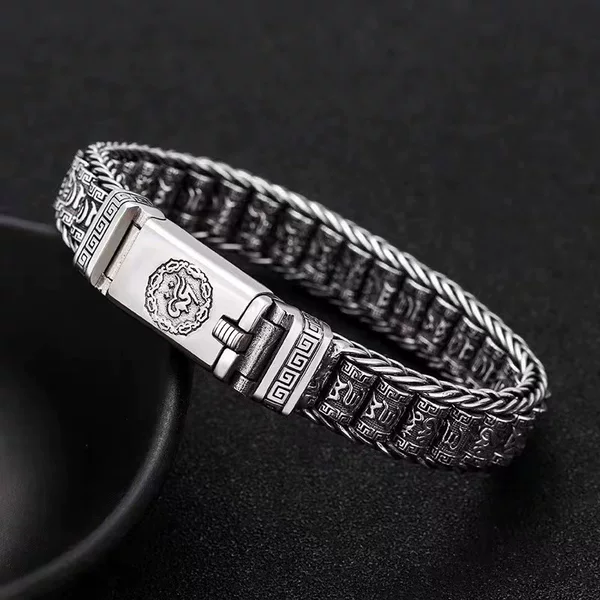 Handmade Creative Bracelet for Men and Women with Rotating Beads and Six-Word Mantra, Personalized Chinese Style, Retro and Vintage