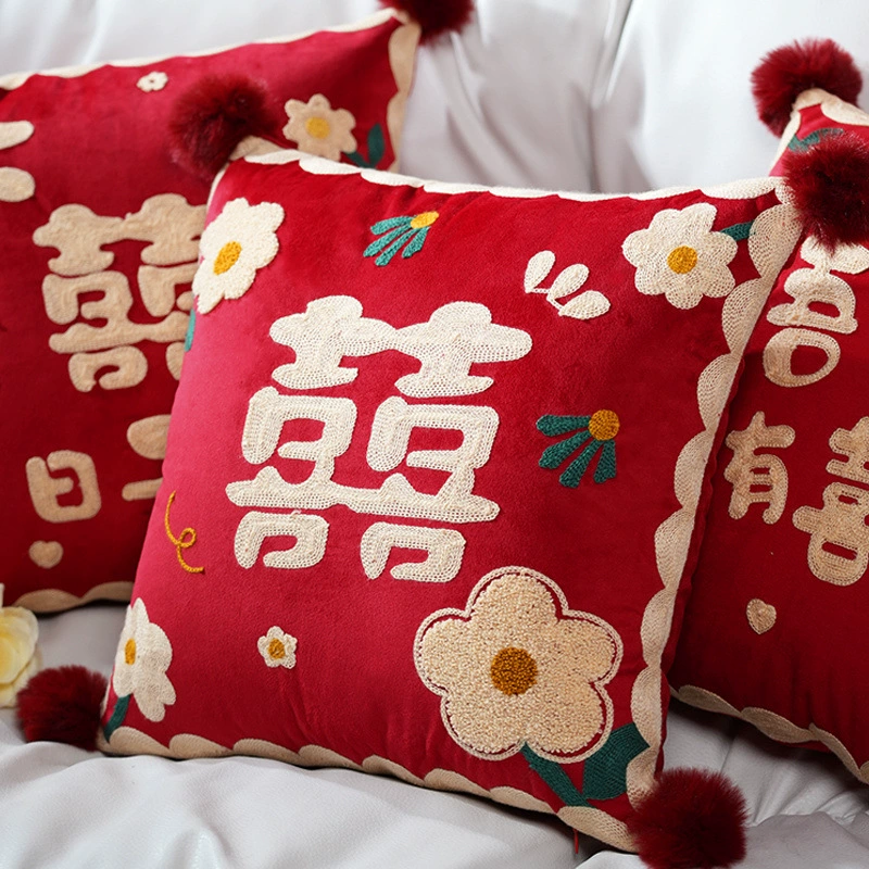 Пара свадебных подушек с надписью «счастливый», украшение свадебной комнаты, подушки для дивана в гостиной, подушки для кровати, свадебные принадлежности