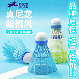 特莱恩真尼龙超抗风耐打尼龙羽毛球6只装PP球头小方毛片跨境专供