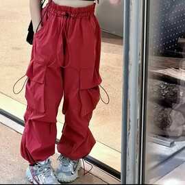 女童工装休闲裤子2025年夏季新款儿童裤子运动潮酷街舞服大童夏装