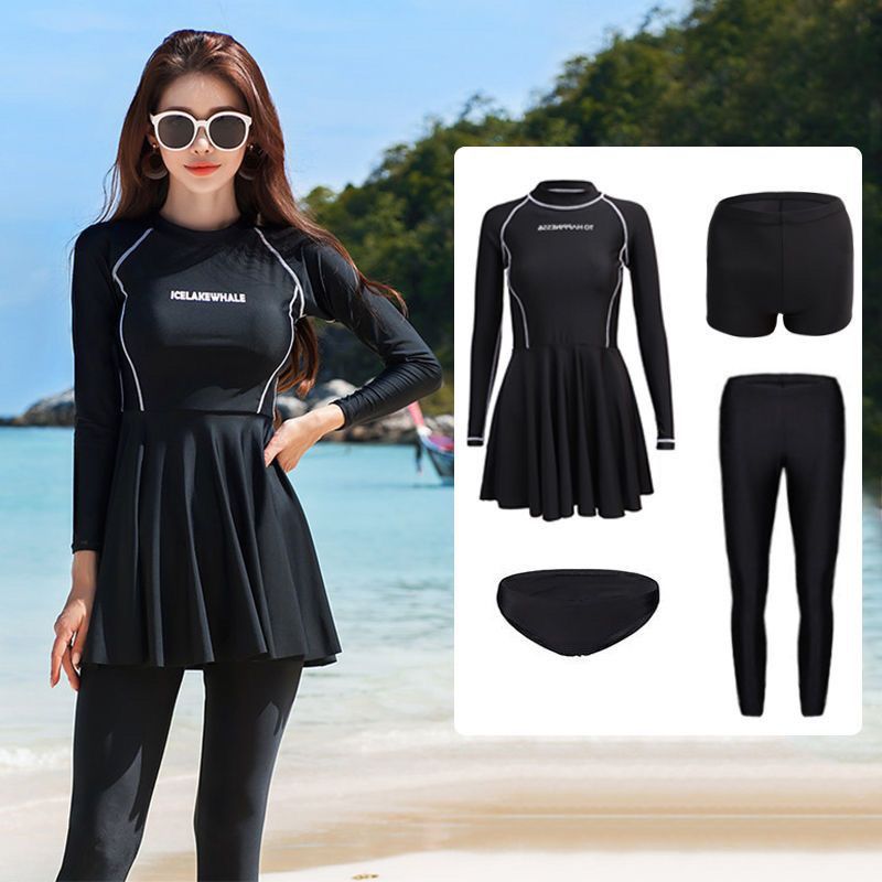 Women's Diving Suit, Long-Sleeved, Long-Pants, Sun-Protective, Quick-Drying, Snorkeling, Surfing, Two-Piece Swimsuit