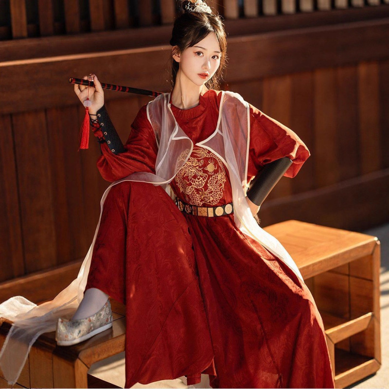 Original Hanfu Tang-Style Round-Neck Robe, Spring and Autumn Style, Unisex, Traditional Chinese Style, Embroidered Dragon Pattern, Ancient Style Wide-Sleeved Robe Original Hanfu Tang-Style Round-Neck Robe, Spring and Autumn Style, Unisex, Traditional Chinese Style, Embroidered Dragon Pattern, Ancient Style Wide-Sleeved Robe