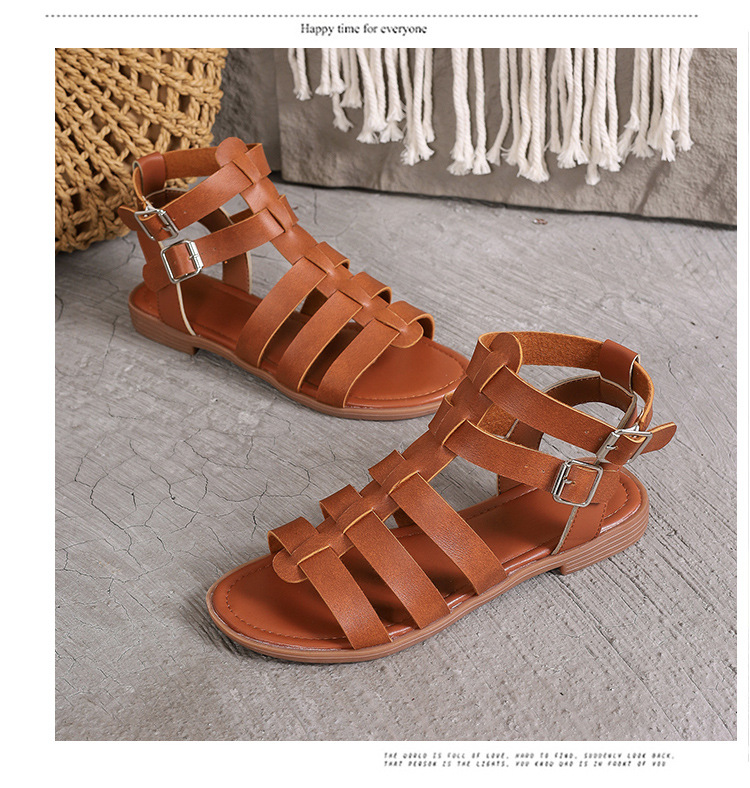 Women's Roman Style Solid Color Round Toe Roman Sandals display picture 8