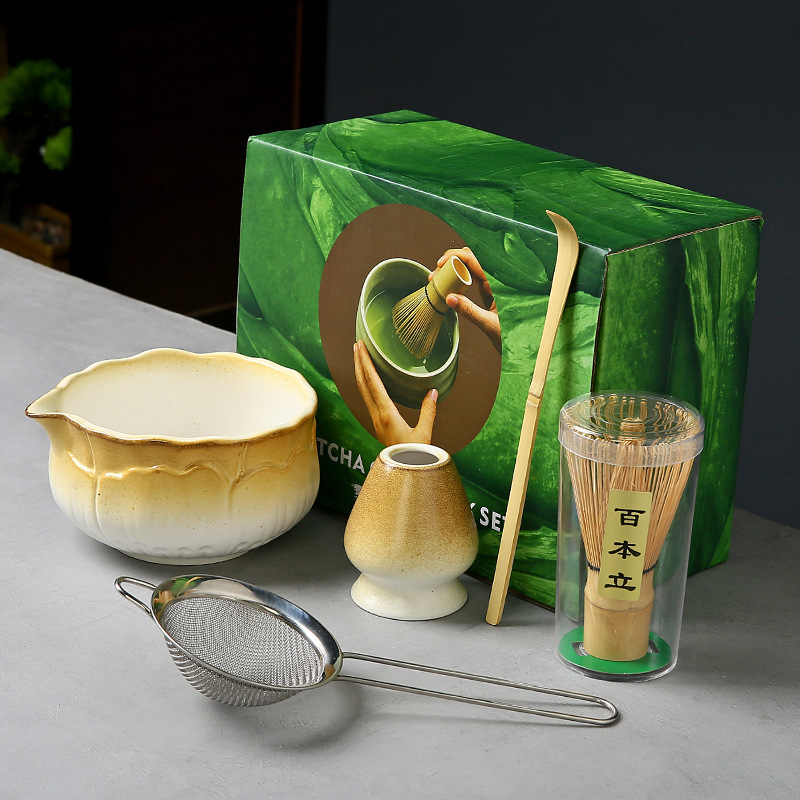 陶瓷渐变抹茶碗套装日式抹茶点茶工具茶筅刷子宋代抹茶粉搅拌器|undefined