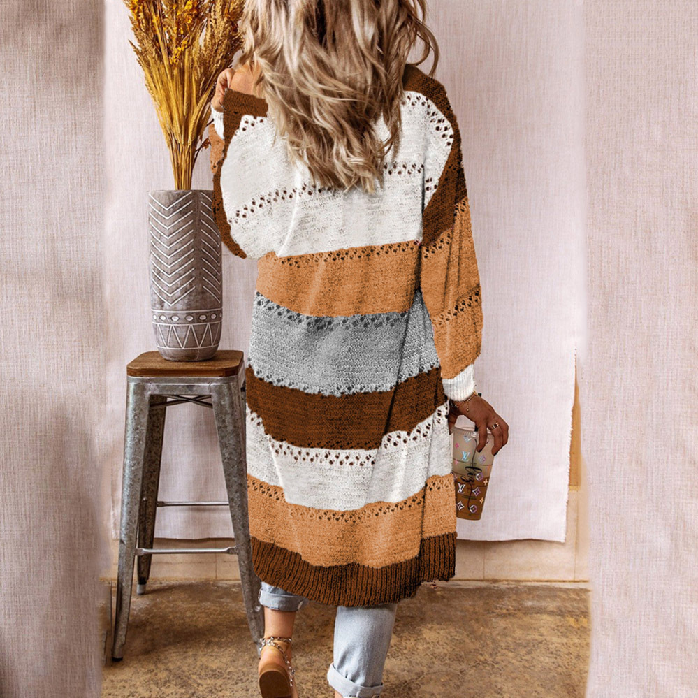 Colorblock Loose Sweater Cardigan NSSYV105640