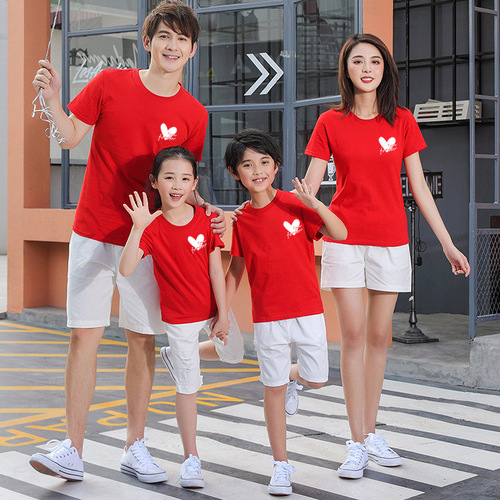 New parent-child clothing, kindergarten class uniforms, sports games, family of three or four, short-sleeved T-shirts, mother-daughter clothing tops