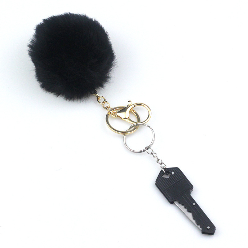 1 Piece Modern Style Geometric Plush Metal Bag Pendant Keychain display picture 1