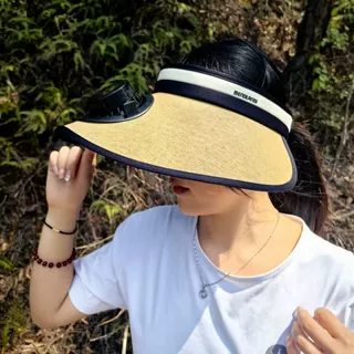 户外防晒帽女夏季可充电风扇遮阳大帽檐抗紫外线草编空顶太阳帽