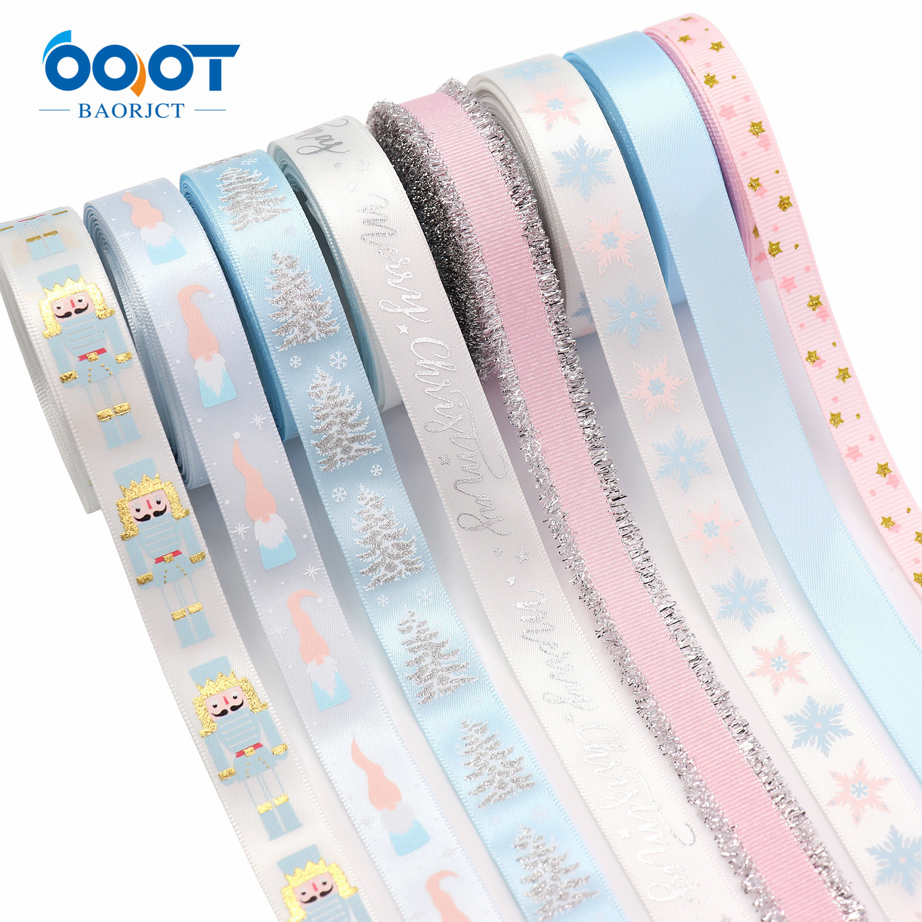 圣诞丝带 温柔浅色系圣诞节丝带DIY蝴蝶结圣诞树花环礼盒装饰织带