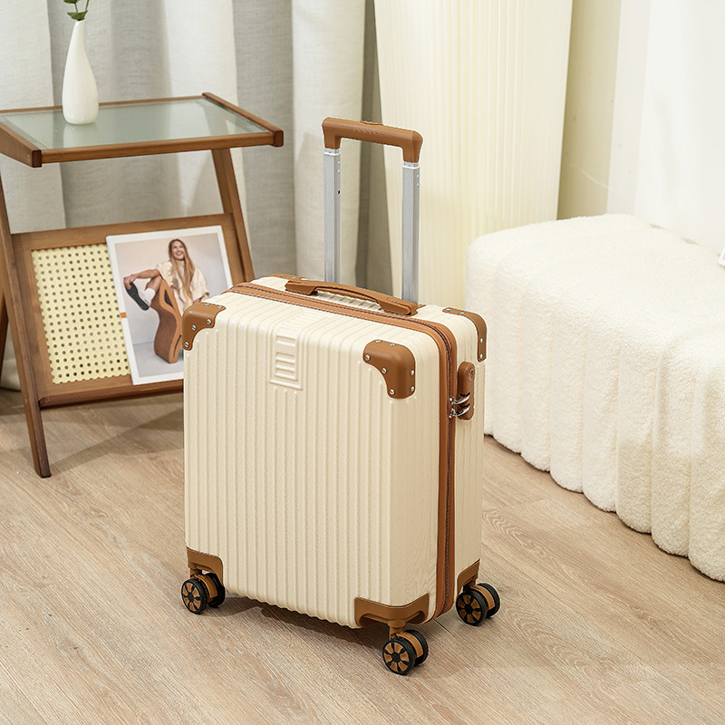 Maleta retro, maleta trolley de 18 pulgadas, maleta femenina, maleta de 20 pulgadas, rueda universal, contraseña de embarque para estudiantes, maleta de cuero