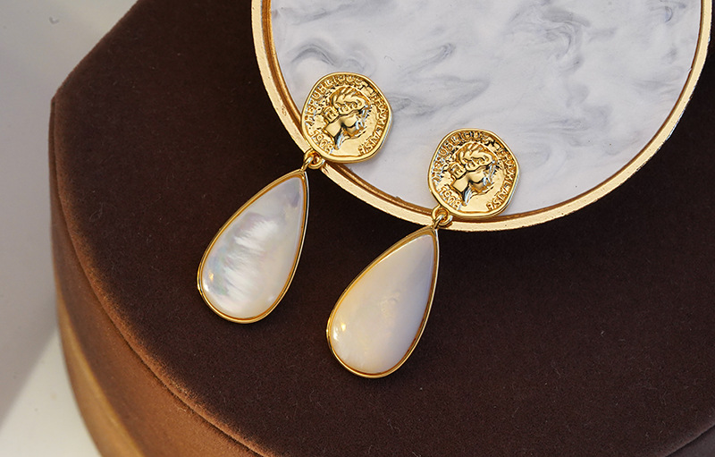 Retro Water Droplets Copper Inlay Zircon Drop Earrings 1 Pair