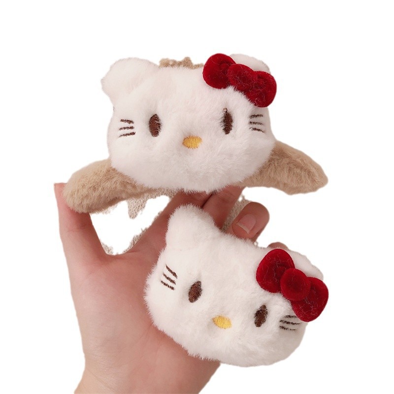 Nuevos productos lindos corbatas rojos gatos gran clip de agarre para el cabello dulce chica lateral clip de cabello peluche adornamiento para el cabello