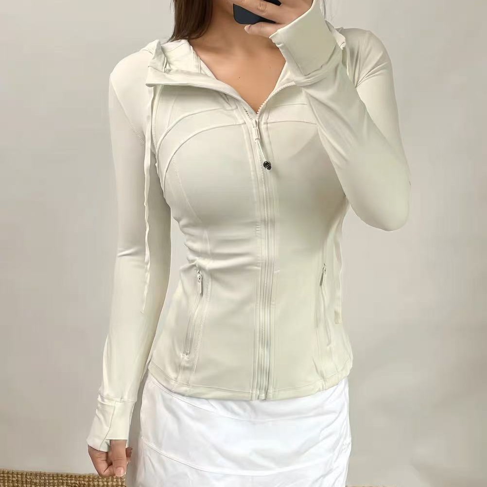 Lulu Original Standard Define Hooded Jacket Yoga Wear Slim Cardigan Zipper Jacket Casual Sports Fitness Women's Style