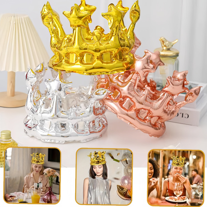 Photogenic Atmosphere Wearable 3D Crown Headband Headpiece Aluminum Foil Balloon Birthday Party Decoration Aluminum Foil Photogenic Atmosphere Wearable 3D Crown Headband Headpiece Aluminum Foil Balloon Birthday Party Decoration Aluminum Foil