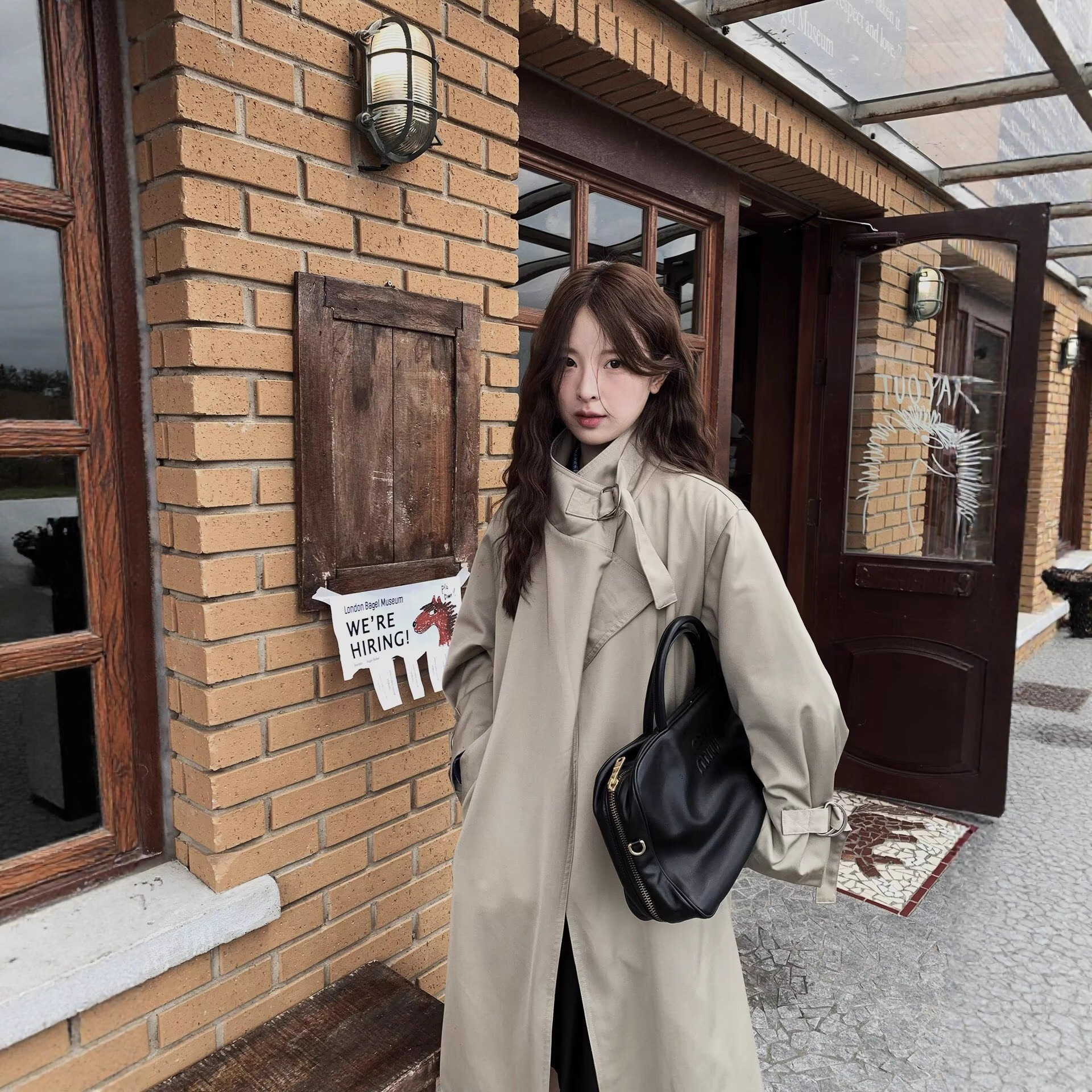 Mid-Length Windbreaker Jacket for Women 2025 Early Autumn New Loose Lazy Retro Coat Casual High-End British Style