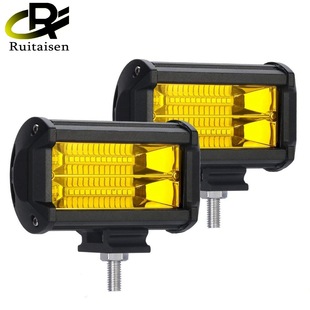 Cross-border car LED work light yellow spotlight 5-inch 72W 24LED strip light off-road vehicle overhaul spotlight