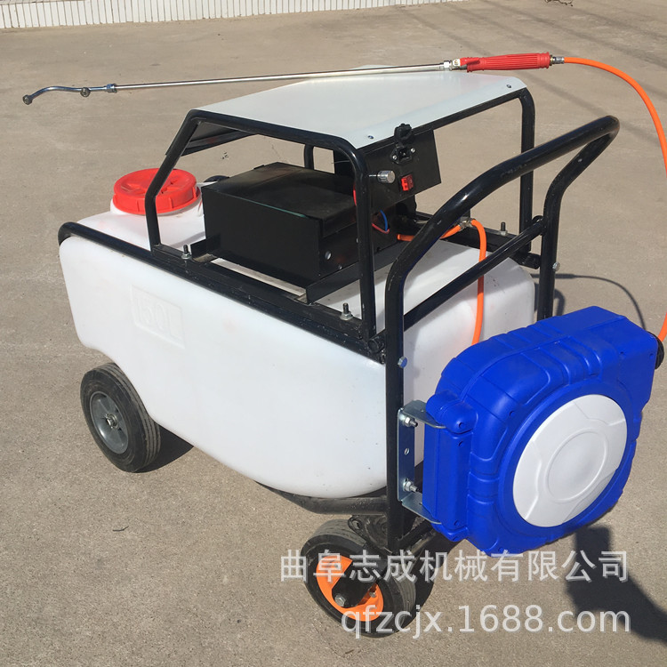 志成电瓶推车式打药机 手推式电动喷雾器 150L自动卷管农药喷洒机
